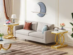Tribesigns End & Side Tables*Modern End Table, Faux Marble Side Table Bedside Accent Table