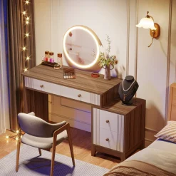 Tribesigns Makeup Vanities*Modern Makeup Vanity Dressing Table with 4 Large Drawers(Without Mirror & Stool)