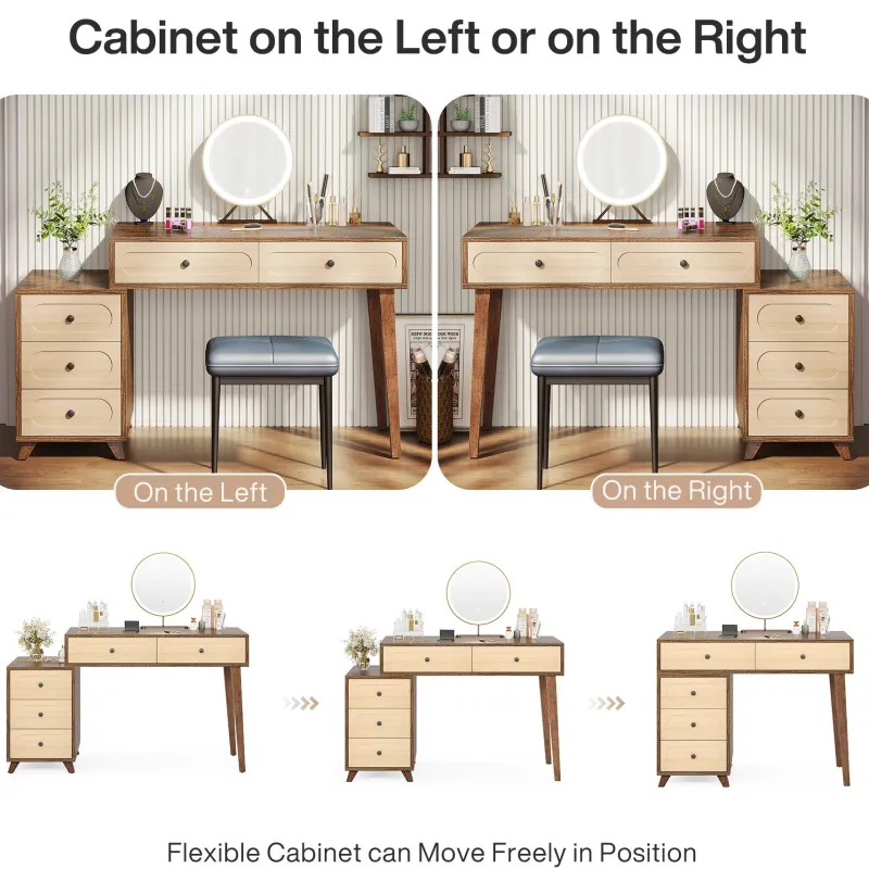 Tribesigns Makeup Vanities*Modern Makeup Vanity Table, Dressing Table Set with 5 Drawers (Without Mirror & Stool)