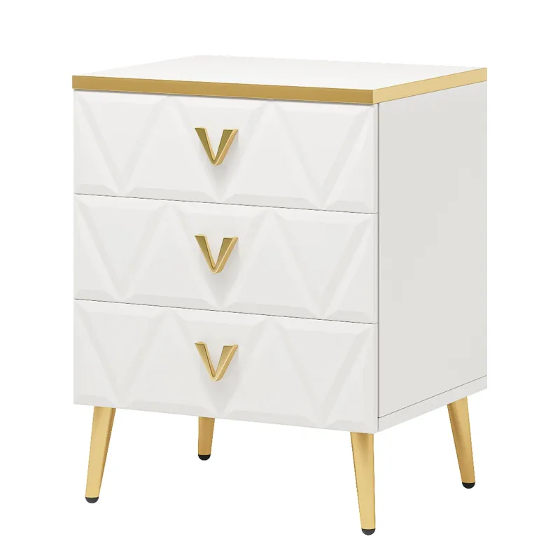 Tribesigns Nightstands*Modern Nightstand, Wooden Bedside Table with 3 Drawers(2PCS)