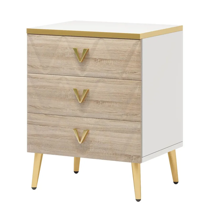 Tribesigns Nightstands*Modern Nightstand, Wooden Bedside Table with 3 Drawers(2PCS)