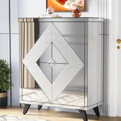 Tribesigns Shoe Racks & Cabinets|Shoe Racks & Cabinets*Modern Shoe Cabinet Entryway Shoe Organizer with Mirrored Doors