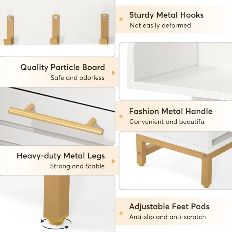 Tribesigns Shoe Racks & Cabinets|Shoe Racks & Cabinets*Modern Shoe Cabinet with Wall Mounted Coat Rack & Flip Drawer