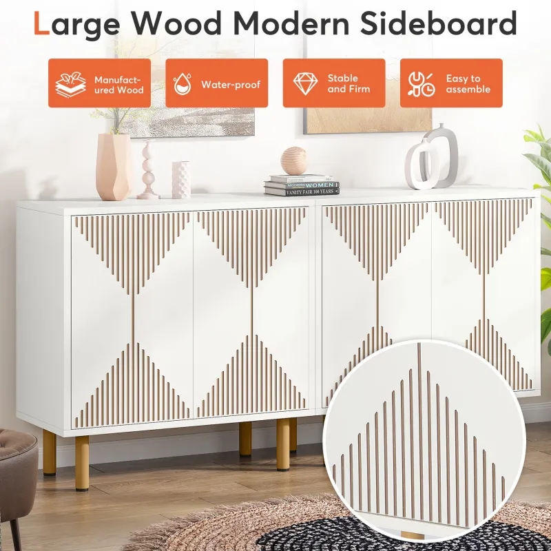 Tribesigns Sideboards & Buffets|Sideboards & Buffets*Modern Sideboard Buffet, 58" Wood Storage Cabinet with Doors