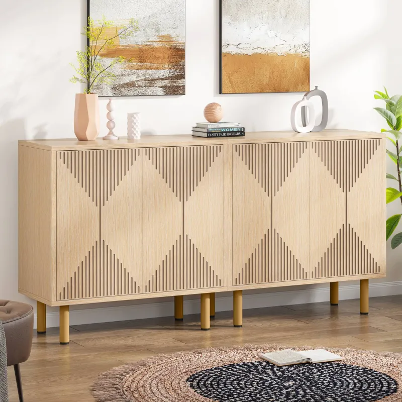 Tribesigns Sideboards & Buffets|Sideboards & Buffets*Modern Sideboard Buffet, 58" Wood Storage Cabinet with Doors
