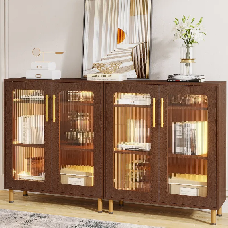 Tribesigns Sideboards & Buffets|Sideboards & Buffets*Modern Sideboard Buffet Storage Cabinet with LED Light & Acrylic Doors