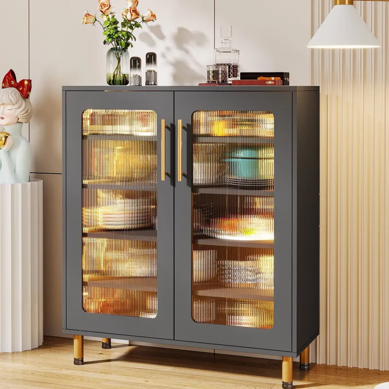 Tribesigns Sideboards & Buffets|Sideboards & Buffets*Modern Sideboard Buffet Storage Cabinet with LED Light & Acrylic Doors