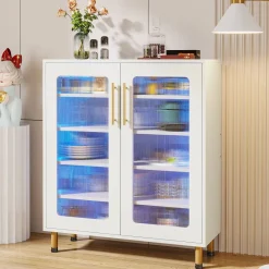 Tribesigns Sideboards & Buffets|Sideboards & Buffets*Modern Sideboard Buffet Storage Cabinet with LED Light & Acrylic Doors