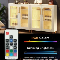 Tribesigns Sideboards & Buffets|Sideboards & Buffets*Modern Sideboard Buffet Storage Cabinet with LED Light & Acrylic Doors