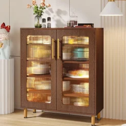 Tribesigns Sideboards & Buffets|Sideboards & Buffets*Modern Sideboard Buffet Storage Cabinet with LED Light & Acrylic Doors