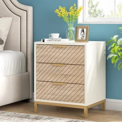 Tribesigns Nightstands*Nightstand, 3 Drawers Bedside End Table for Bedroom