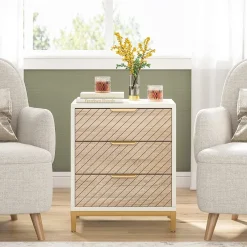 Tribesigns Nightstands*Nightstand, 3 Drawers Bedside End Table for Bedroom