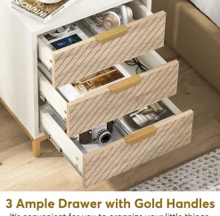 Tribesigns Nightstands*Nightstand, 3 Drawers Bedside End Table for Bedroom