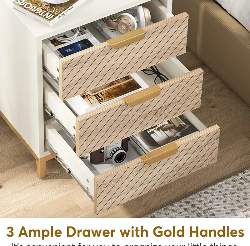 Tribesigns Nightstands*Nightstand, 3 Drawers Bedside End Table for Bedroom