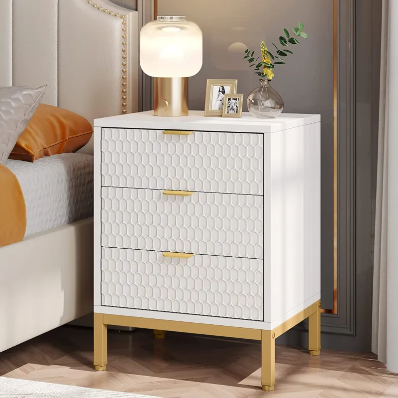 Tribesigns Nightstands*Nightstand, 25.8" Tall Bedside Table with 3 Drawers