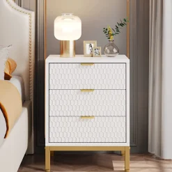 Tribesigns Nightstands*Nightstand, 25.8" Tall Bedside Table with 3 Drawers