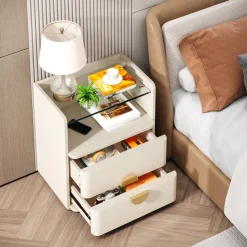 Tribesigns Nightstands*Nightstand, 2-Drawer Modern Bedside Table with Open Storage