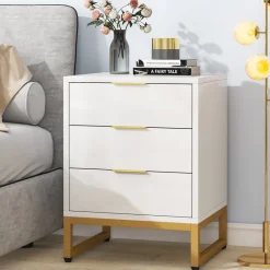 Tribesigns Nightstands*Nightstand, Modern Bedside End Table with 3 Storage Drawers