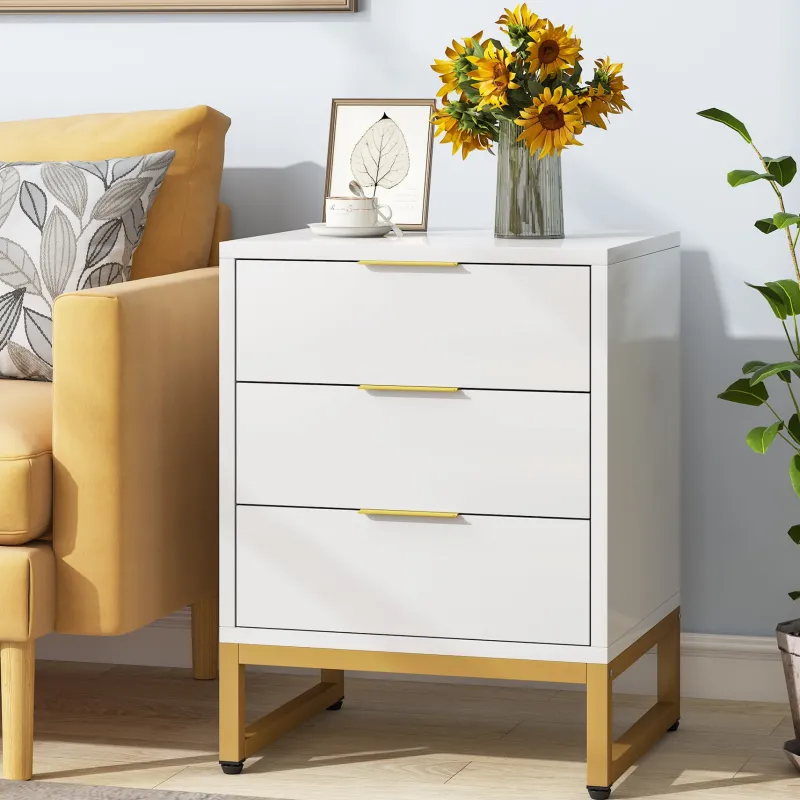 Tribesigns Nightstands*Nightstand, Modern Bedside End Table with 3 Storage Drawers