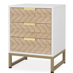 Tribesigns Nightstands*Nightstand, Modern Bedside End Table with 3 Storage Drawers