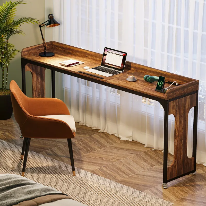 Tribesigns Overbed Tables*Overbed Table with Wheels, 71" Laptop Cart with Outlets & USB Ports
