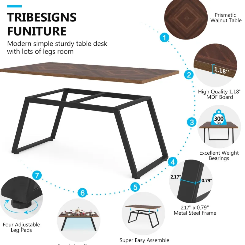 Tribesigns Dining Tables*Rectangle Dining Table, 63" Farmhouse Kitchen Dinner Table for 6