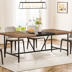 Tribesigns Dining Tables*Rectangle Dining Table, Industrial Breakfast Dinner Table for 6 - 8 people