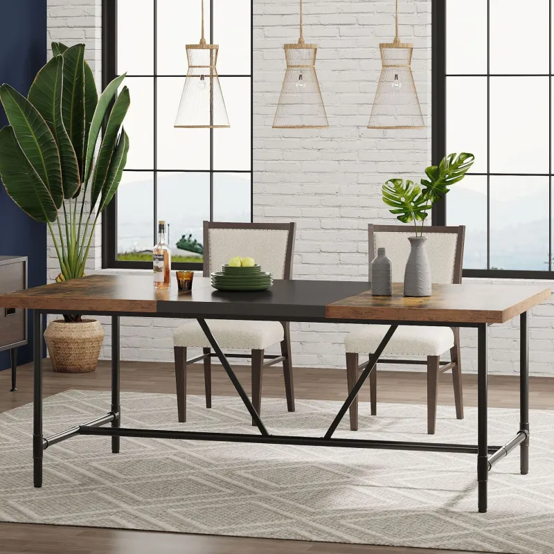 Tribesigns Dining Tables*Rectangle Dining Table, Industrial Breakfast Dinner Table for 6 - 8 people