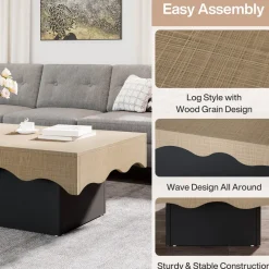 Tribesigns Coffee Tables*Rectangular Coffee Table, Farmhouse Center Table Cocktail Table
