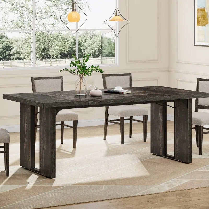 Tribesigns Dining Tables*Rectangular Dining Table, 71" Farmhouse Breakfast Table for 6 to 8 People