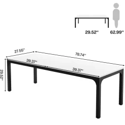 Tribesigns Dining Tables*Rectangular Dining Table, 78 inch Long Kitchen Table for 6-8 People