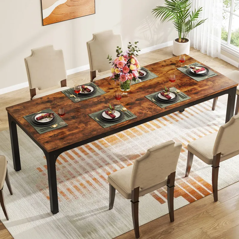 Tribesigns Dining Tables*Rectangular Dining Table, 78 inch Long Kitchen Table for 6-8 People