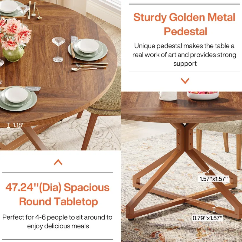 Tribesigns Dining Tables*Round Dining Table, 47" Circle Kitchen Table for 4-6 People