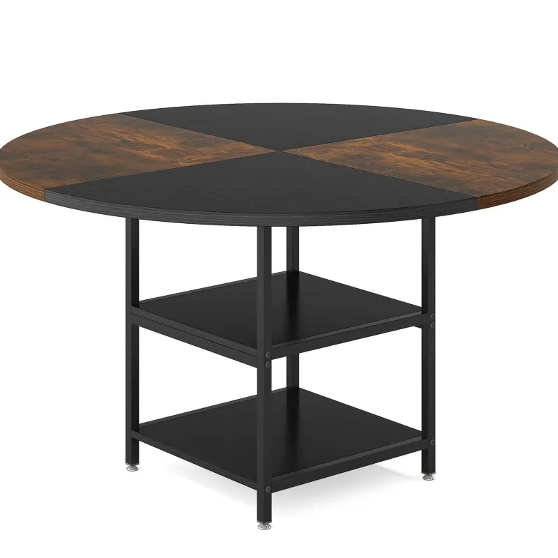 Tribesigns Dining Tables*Round Dining Table, 47" Kitchen Dinner Table with Storage Shelf