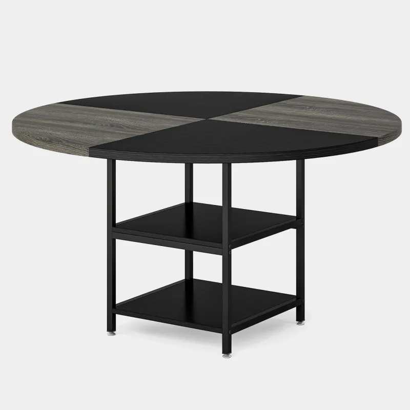Tribesigns Dining Tables*Round Dining Table, 47" Kitchen Dinner Table with Storage Shelf
