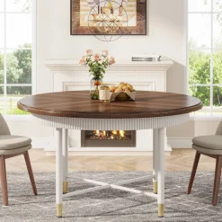 Tribesigns Dining Tables*Round Dining Table, 47" Kitchen Table with Solid Metal Frame for 4 - 6 Person