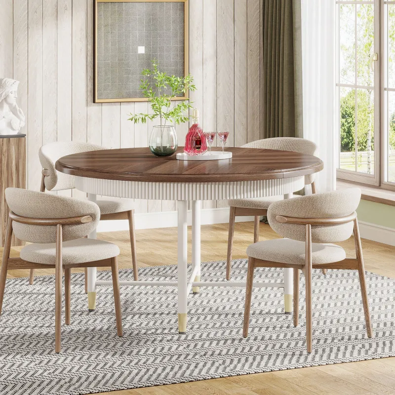 Tribesigns Dining Tables*Round Dining Table, 47" Kitchen Table with Solid Metal Frame for 4 - 6 Person