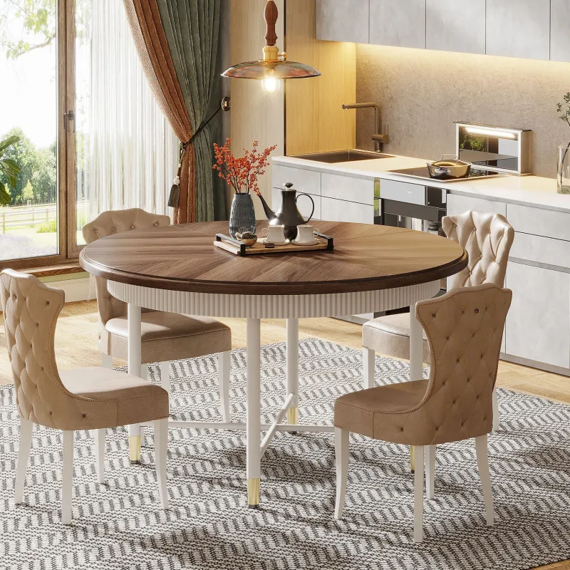 Tribesigns Dining Tables*Round Dining Table, 47" Kitchen Table with Solid Metal Frame for 4 - 6 Person