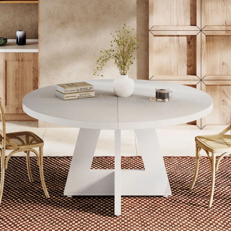 Tribesigns Dining Tables*Round Dining Table for 4, 47" Wood Kitchen Table Farmhouse Dinner Table