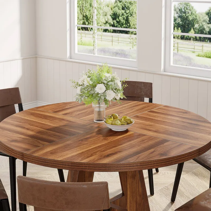 Tribesigns Dining Tables*Round Dining Table for 4, 47" Wood Kitchen Table Farmhouse Dinner Table