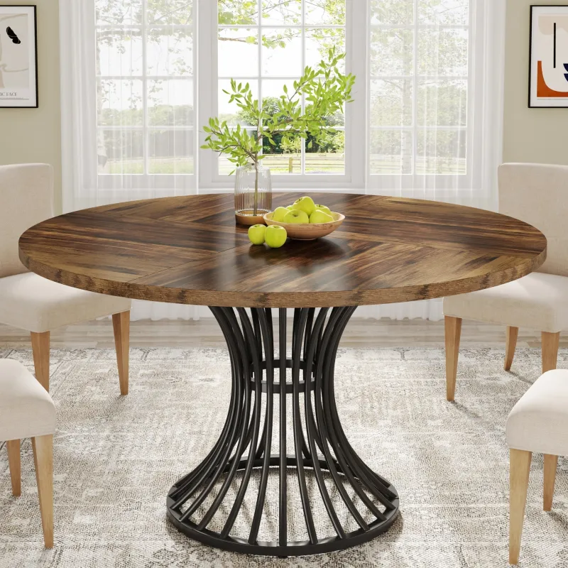 Tribesigns Dining Tables*Round Dining Table for 4-6, 47" Farmhouse Circle Kitchen Table