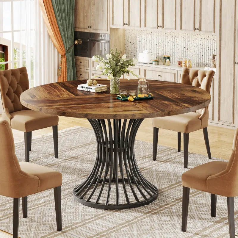 Tribesigns Dining Tables*Round Dining Table for 4-6, 47" Farmhouse Circle Kitchen Table