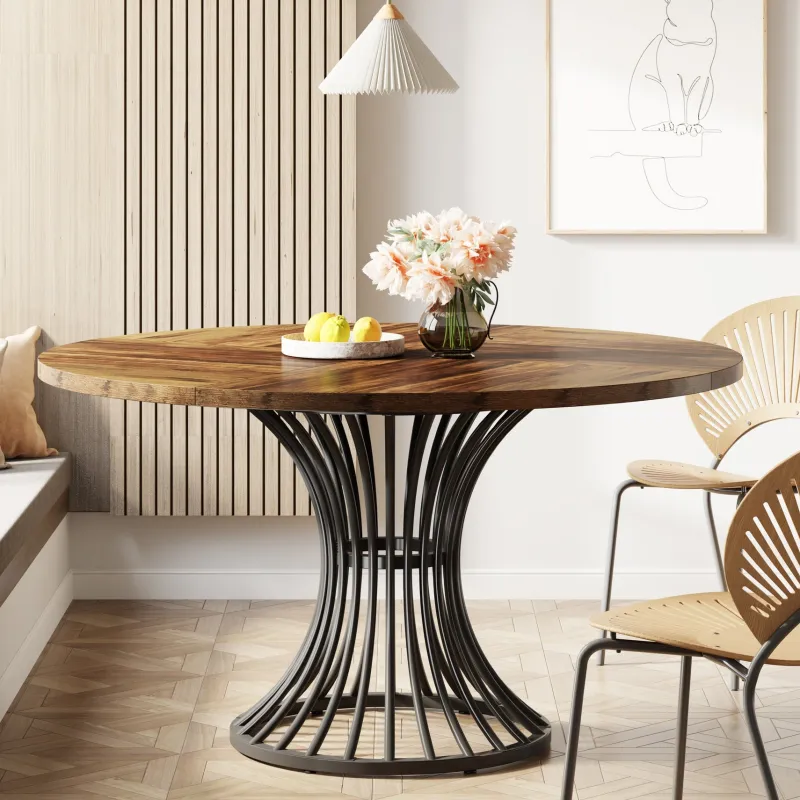 Tribesigns Dining Tables*Round Dining Table for 4-6, 47" Farmhouse Circle Kitchen Table