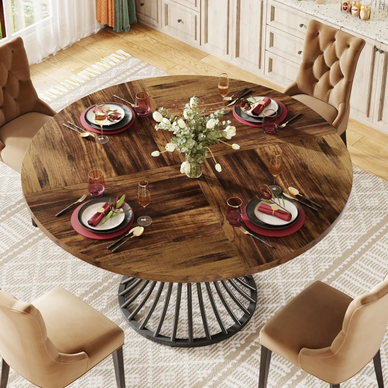Tribesigns Dining Tables*Round Dining Table for 4-6, 47" Farmhouse Circle Kitchen Table