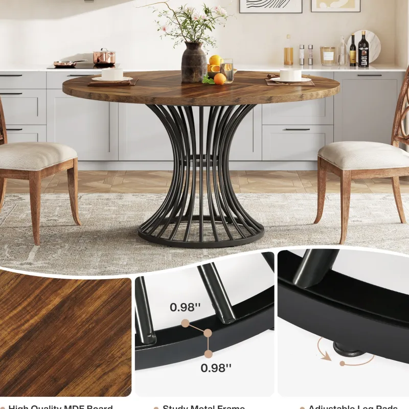 Tribesigns Dining Tables*Round Dining Table for 4-6, 47" Farmhouse Circle Kitchen Table