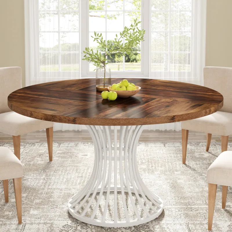 Tribesigns Dining Tables*Round Dining Table for 4-6, 47" Farmhouse Circle Kitchen Table