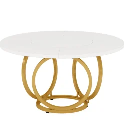 Tribesigns Dining Tables*Round Dining Table for 4, Modern 47" Kitchen Table with Metal Base