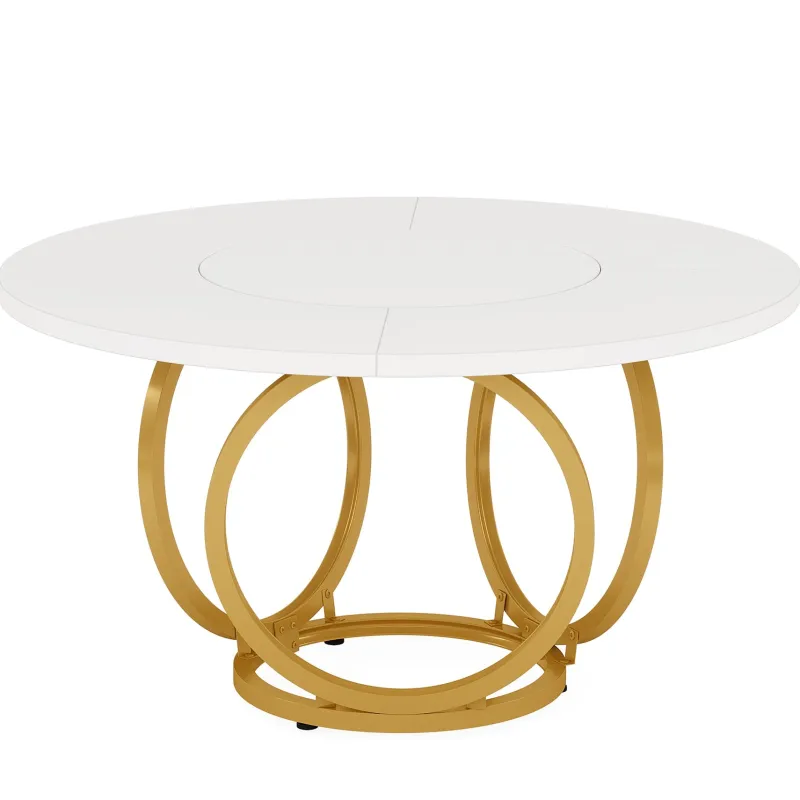 Tribesigns Dining Tables*Round Dining Table for 4, Modern 47" Kitchen Table with Metal Base