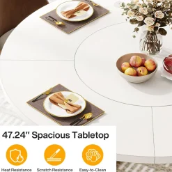 Tribesigns Dining Tables*Round Dining Table for 4, Modern 47