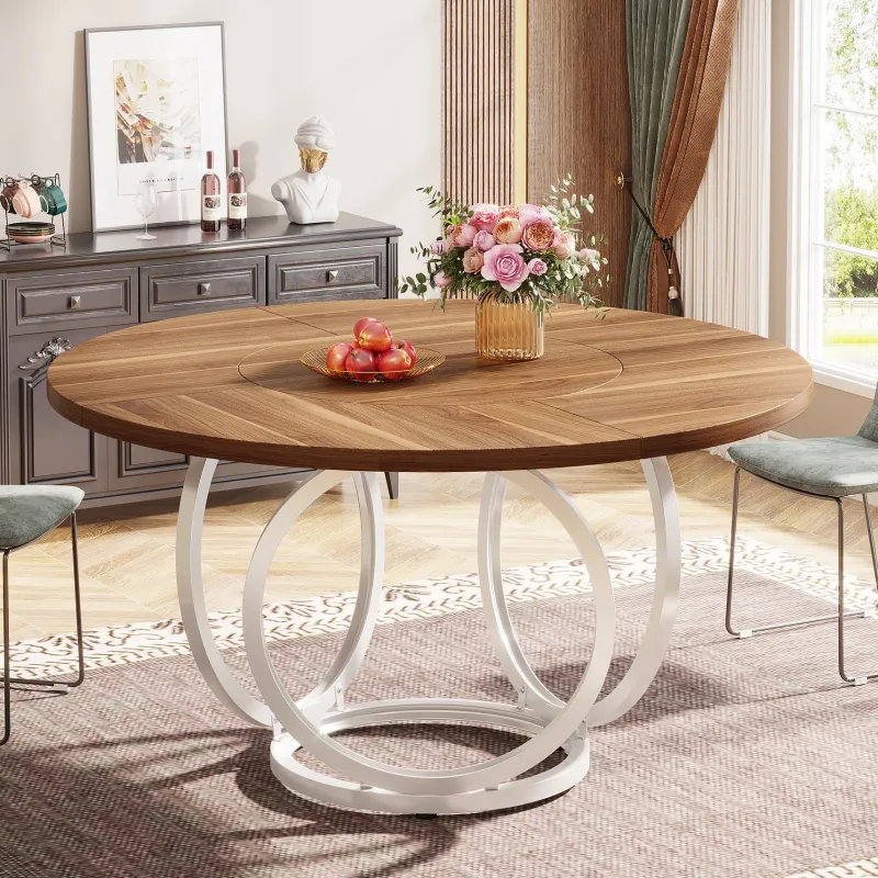 Tribesigns Dining Tables*Round Dining Table for 4, Modern 47" Kitchen Table with Metal Base